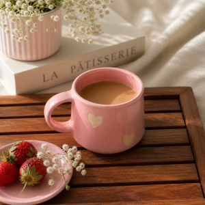 Blush Pink Heart Ceramic Mug